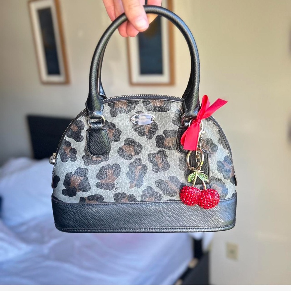 Coach Mini Cora Ocelot Leopard Satchel Handbag